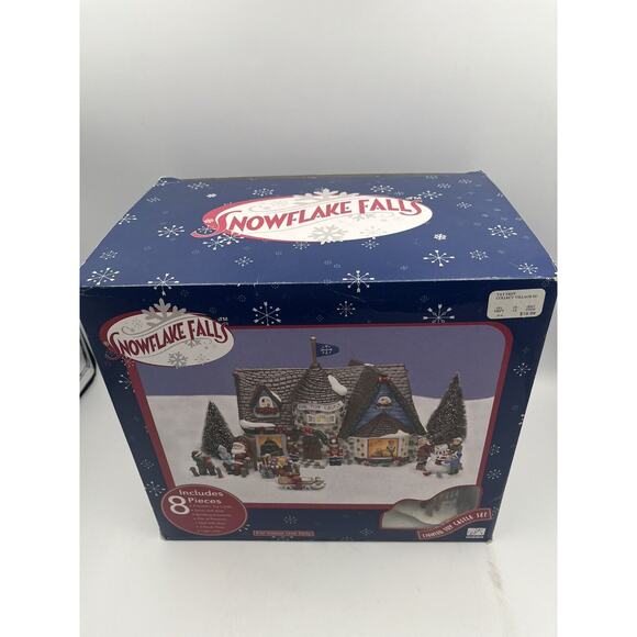 Snowflake Falls 8 Piece Porcelain Toy Castle Set Christmas Village Decor - Picture 2 of 12